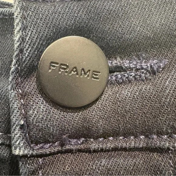 FRAME Denim Le High Flare Black Wash Jeans Womens 30 Lightly Distressed Grunge - Picture 6 of 13